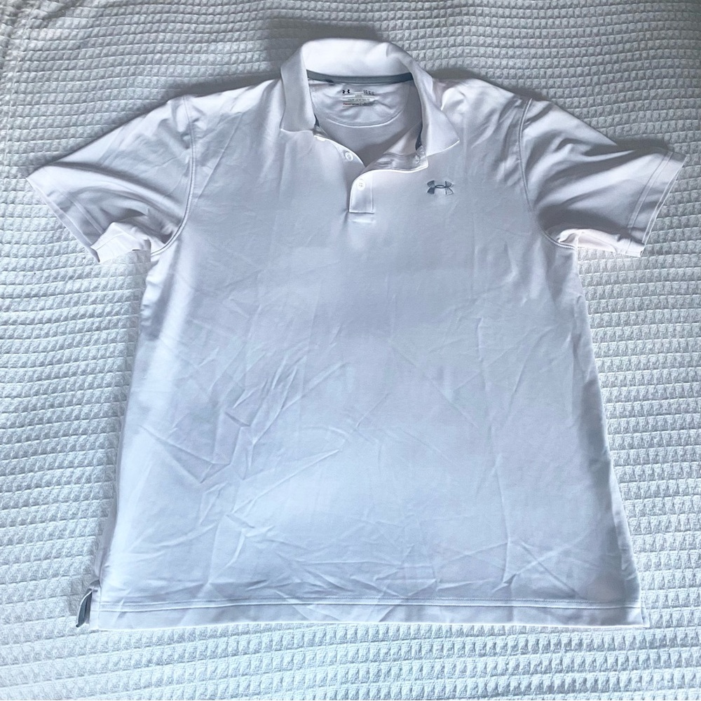 Under Armour white loose fit polo size Large